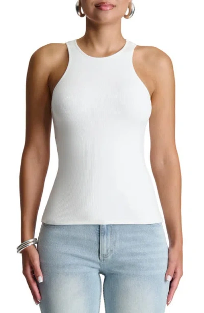 Naked Wardrobe Racerback Micro Rib Tank In White