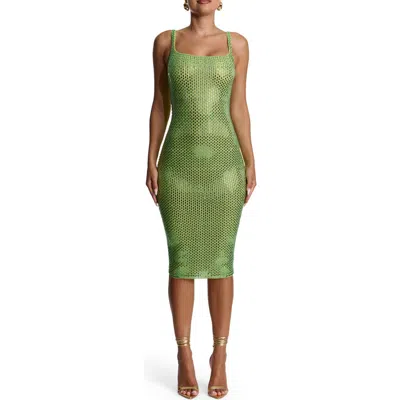 Naked Wardrobe Rhinestone Embellished Midi Dress In Green