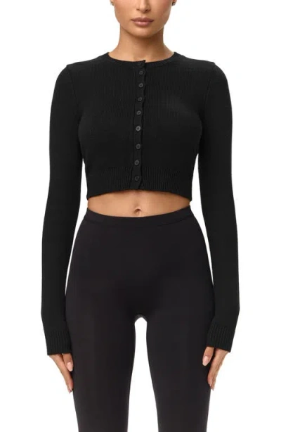 Naked Wardrobe Rib Crop Cardigan In Black