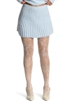 Naked Wardrobe Rib Sweater Flare Miniskirt In Chambray