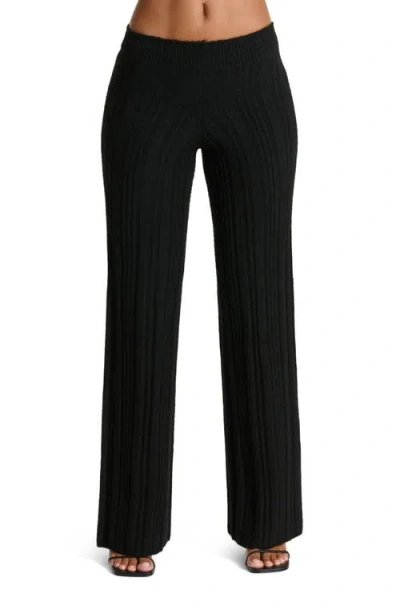 Naked Wardrobe Rib Wide Leg Pants In Black