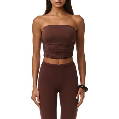 Naked Wardrobe Rippled Tube Top In Brown