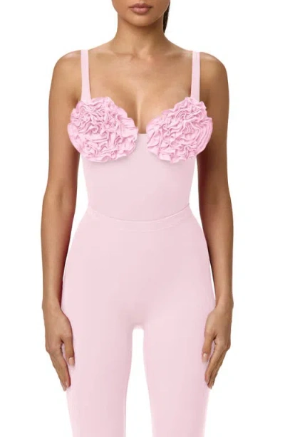 Naked Wardrobe Rosette Bust Bodysuit In Pink