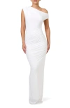Naked Wardrobe Ruched One-shoulder Gown In White