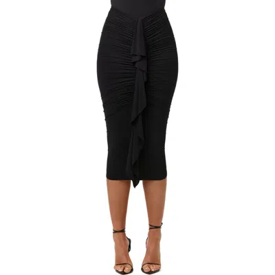 Naked Wardrobe Ruffle Midi Skirt In Black
