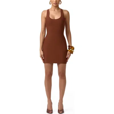 Naked Wardrobe Scoop Neck Knit Minidress In Brown