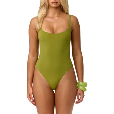 Naked Wardrobe Scoop Neck Tank Bodysuit In Green