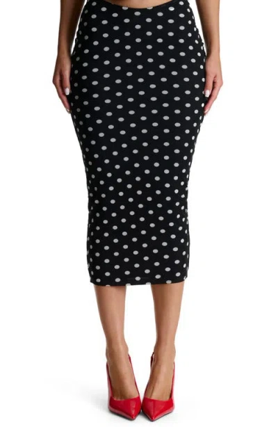 Naked Wardrobe Scoop Waist Midi Skirt In Black White Polka Dot