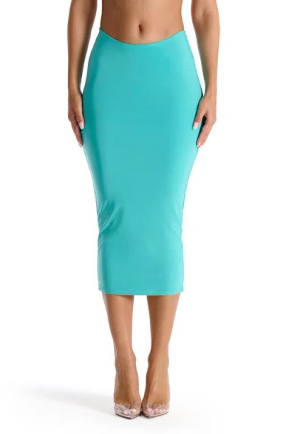 Naked Wardrobe Scoop Waist Midi Skirt In Turquoise