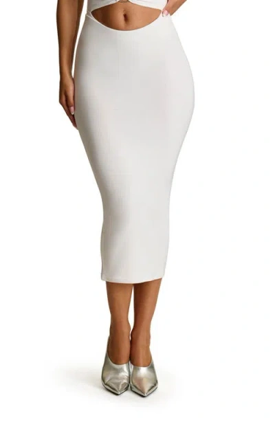 Naked Wardrobe Scoop Waist Midi Skirt In White