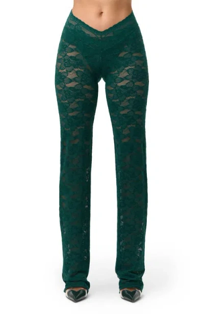 Naked Wardrobe Sheer Lace V-waist Pants In Green