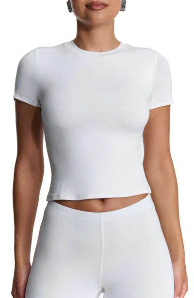 Naked Wardrobe Short Sleeve Crop T-shirt In White