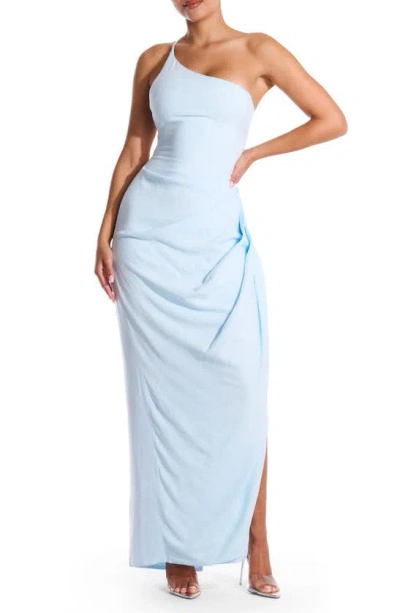 naked wardrobe blue dress Deep V Neck Navy Blue High Slit Satin Long Prom Dresses, Deep V Neck N –  morievent