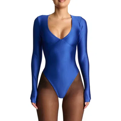 Naked Wardrobe Sleek Energy Bodysuit In Royal Blue