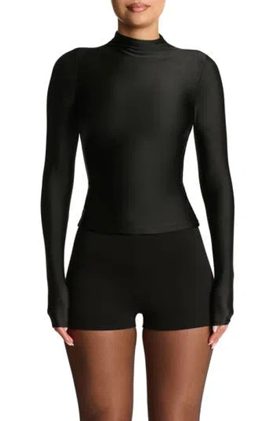 Naked Wardrobe Sleek Long Sleeve Top In Black