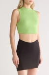 Naked Wardrobe Sleeveless Mock Neck Crop Top In Kiwi