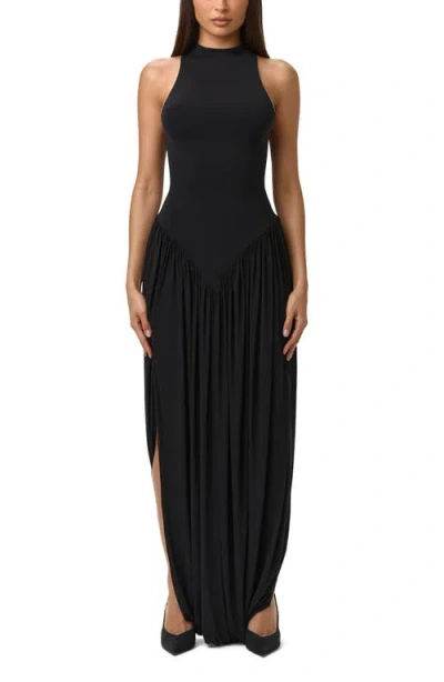 Naked Wardrobe Sleeveless Mock Neck Maxi Dress In Black