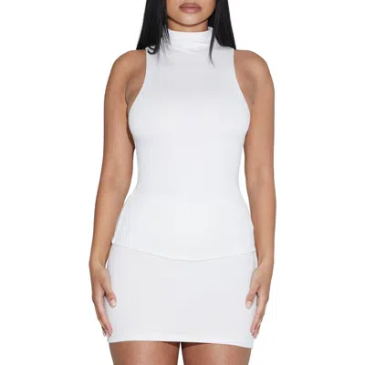 Naked Wardrobe Sleeveless Mock Neck Top In White