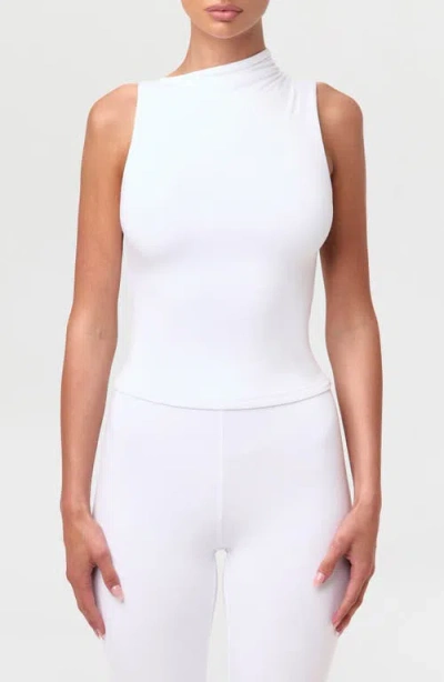 Naked Wardrobe Smooth Asymmetric Neck Sleeveless Top In White