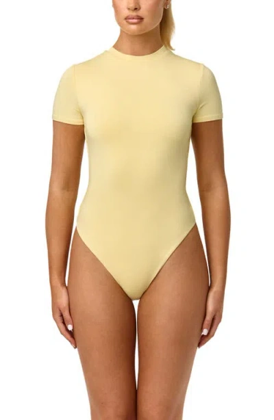 Naked Wardrobe Smooth Crewneck Bodysuit In Yellow