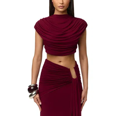 Naked Wardrobe Smooth Draped Crop Top In Red