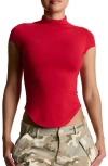 Naked Wardrobe Smooth Mock Neck Crop Top In Red