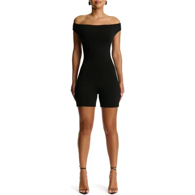 Naked Wardrobe Smooth Off The Shoulder Romper In Black