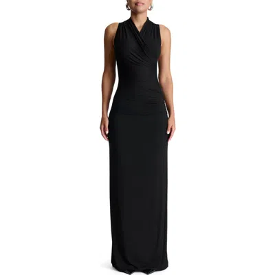 Naked Wardrobe Smooth Overlap Sleeveless Body-con Dress In Black