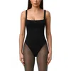 Naked Wardrobe Smooth Square Neck Bodysuit In Gray