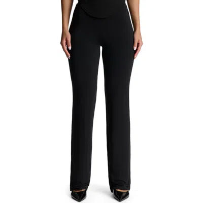 Naked Wardrobe Smooth Straight Leg Pants In Black