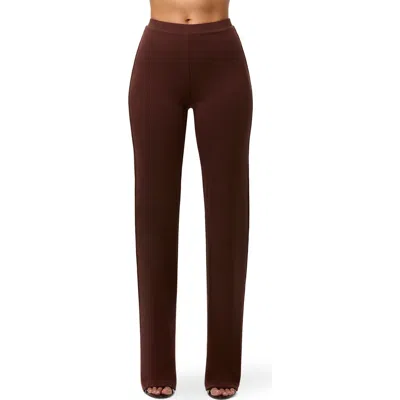 Naked Wardrobe Smooth Straight Leg Pants In Brown