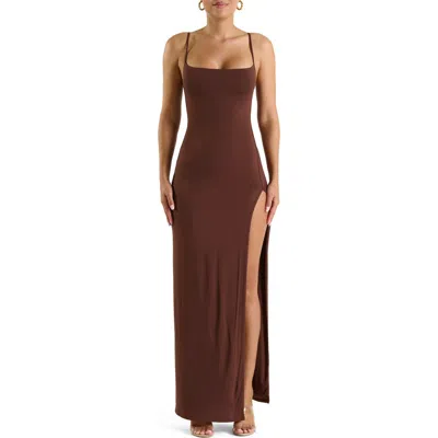 Naked Wardrobe Smooth Sleeveless Dress In Chocolate
