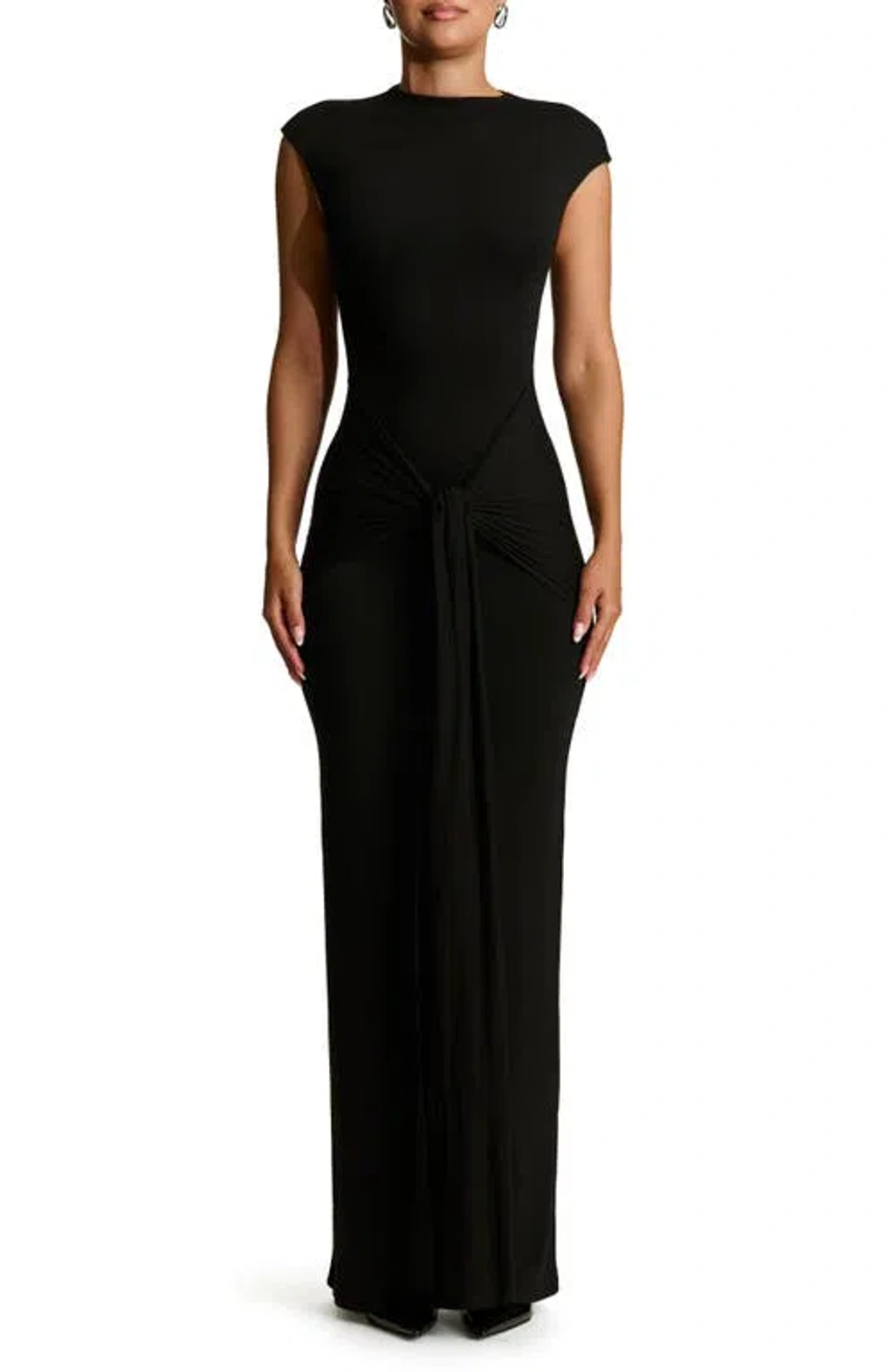 knee length dresses for ladies Black Tie Front Terra Midi Dress main image 1