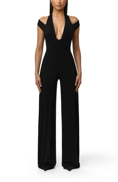 Naked Wardrobe Smooth Wide Leg Jumpsuit In Black