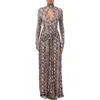 Naked Wardrobe Snake Print Long Sleeve Maxi Dress In Animal Print