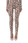 Naked Wardrobe Snakeskin Print High Waist Leggings In Animal Print