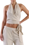 Naked Wardrobe So Wrapped Up Halter Top In Cream