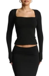 Naked Wardrobe Square Neck Crop Top In Black