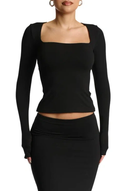 Naked Wardrobe Square Neck Crop Top In Black