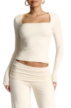 Naked Wardrobe Square Neck Crop Top In Cream