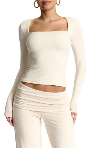 Naked Wardrobe Square Neck Crop Top In Cream