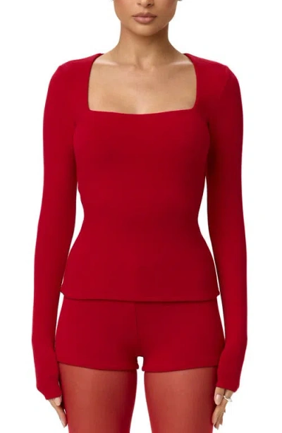 Naked Wardrobe Square Neck Crop Top In Red