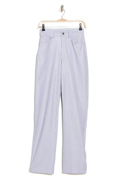 Naked Wardrobe Straight Croc Faux Leather Straight Leg Pants In Lavender