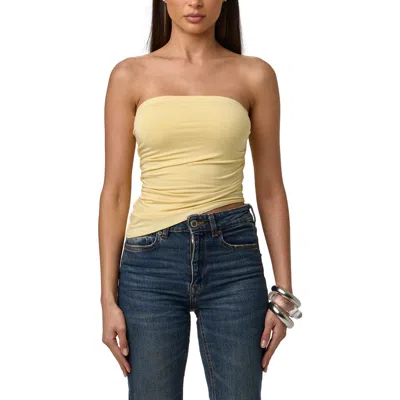 Naked Wardrobe Strapless Asymmetric Hem Tube Top In Yellow