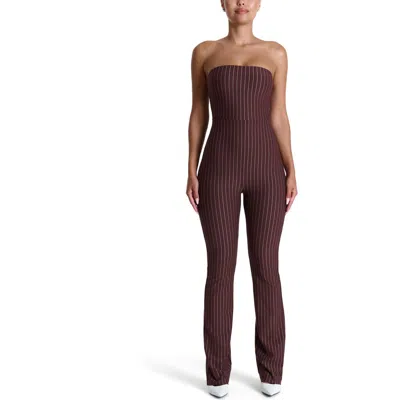 Naked Wardrobe Strapless Jumpsuit In Brown