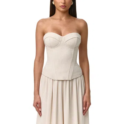 Naked Wardrobe Strapless Suiting Bustier Top In Animal Print