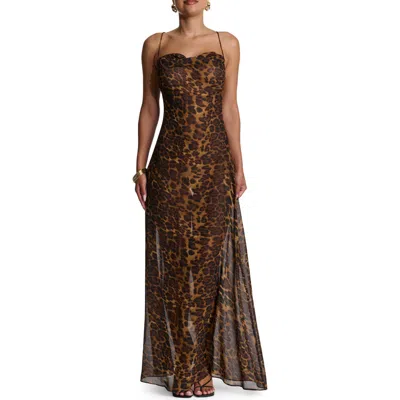 Naked Wardrobe Strappy Open Back Chiffon Maxi Dress In Animal Print