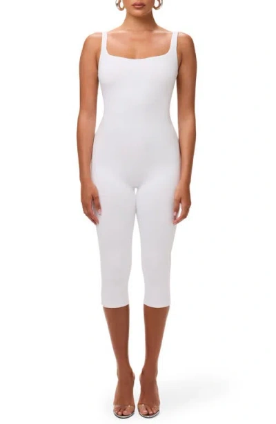Naked Wardrobe Stretch Jersey Capri Jumpsuit In White