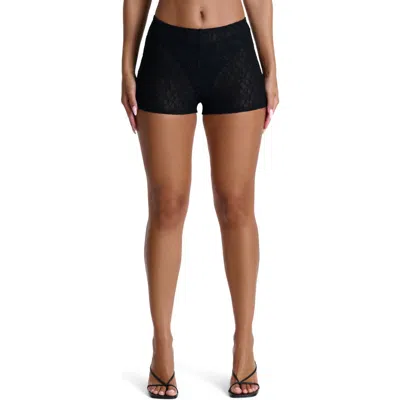 Naked Wardrobe Stretch Lace Hot Pants In Black