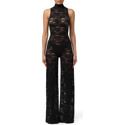 Naked Wardrobe Stretch Lace Jumpsuit In Black